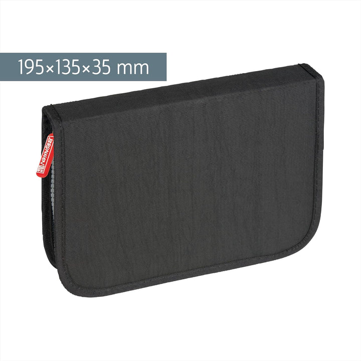 Brunnen 104918690 Schüler-Etui Crinkle (19,5 x 13,5 x 3,5 cm, 2 Klappen, schwarz, befüllt mit 9 dick