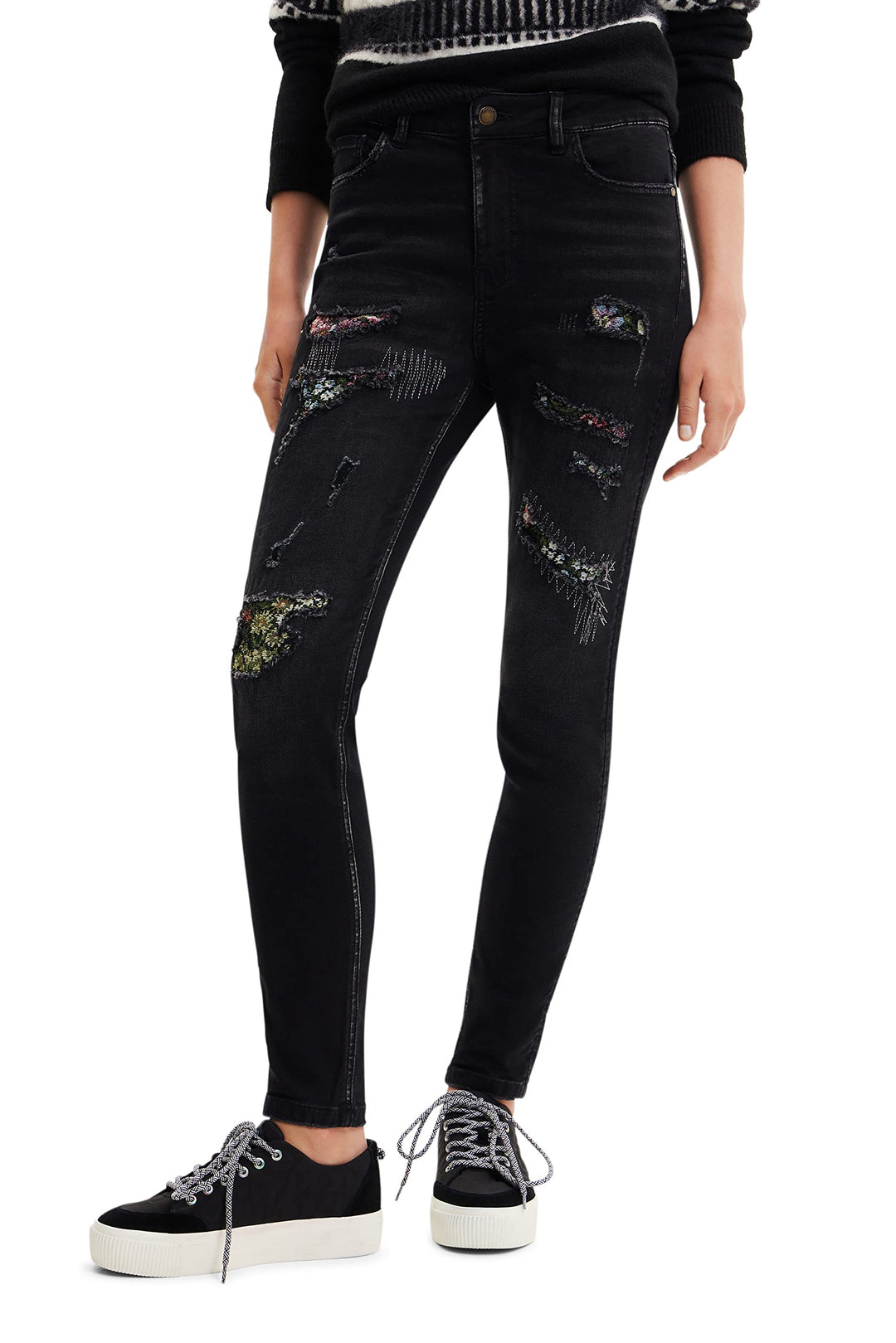 Desigual Damen Jeans 34 Schwarz, 34 Schwarz