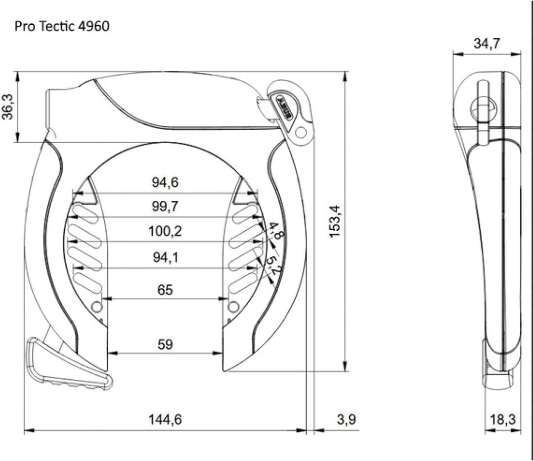ABUS Unisex – Erwachsene 4650SL NR BK OE Rahmenschlösser, Unifarben, universal