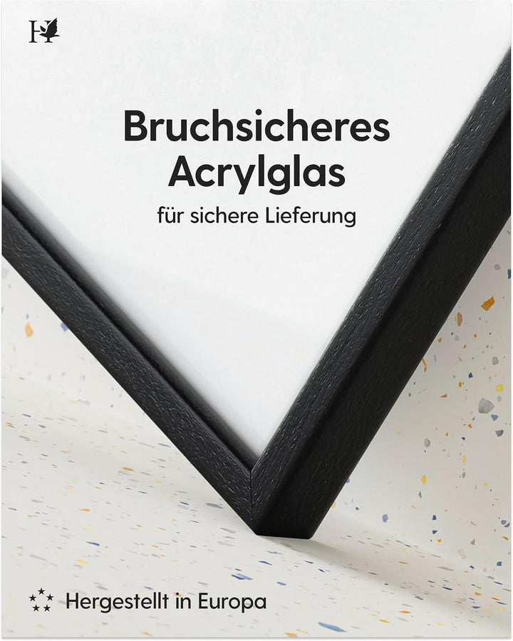 Heimlich® - Bilderrahmen - A2 42x59,4 cm, Eichenholz, Schwarz - Mittlerer Poster-Druckrahmen - Nur z