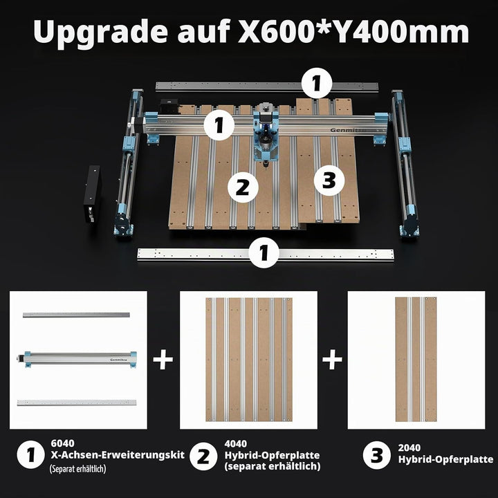 Genmitsu 4040-PRO X-Achsen-Erweiterungskit, 4040 Upgrade auf 6040, CNC-Zubehör für 4040-PRO CNC-Fräs