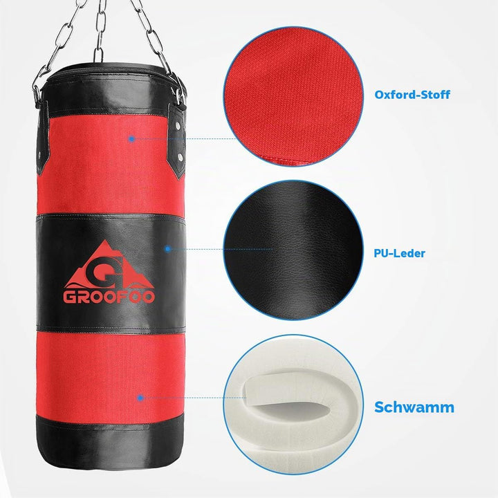 GROOFOO Boxsack Kinder Hochleistungs Oxford Boxsack für Kinder, Jugendliche und Erwachsene, UNGEFÜLL