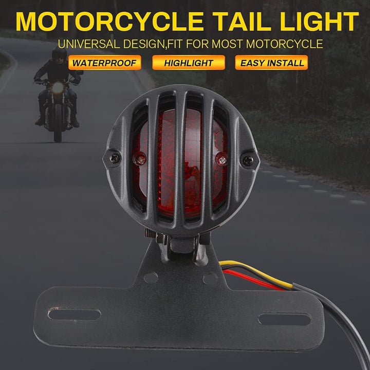 Motorrad-Rücklicht, NATGIC 12V Universal-Motorrad-Bremslicht Vintage Retro-Look Heckleuchte mit Kenn