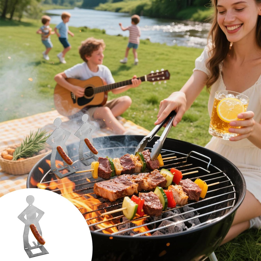 SEIWEI 4 Stück Grillwursthalter, Hot-Dog-Rack aus Edelstahl, Kochgerät für den Aussenbereich zum Gri