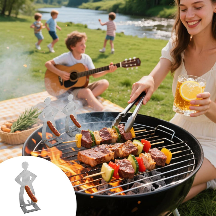 SEIWEI 4 Stück Grillwursthalter, Hot-Dog-Rack aus Edelstahl, Kochgerät für den Aussenbereich zum Gri