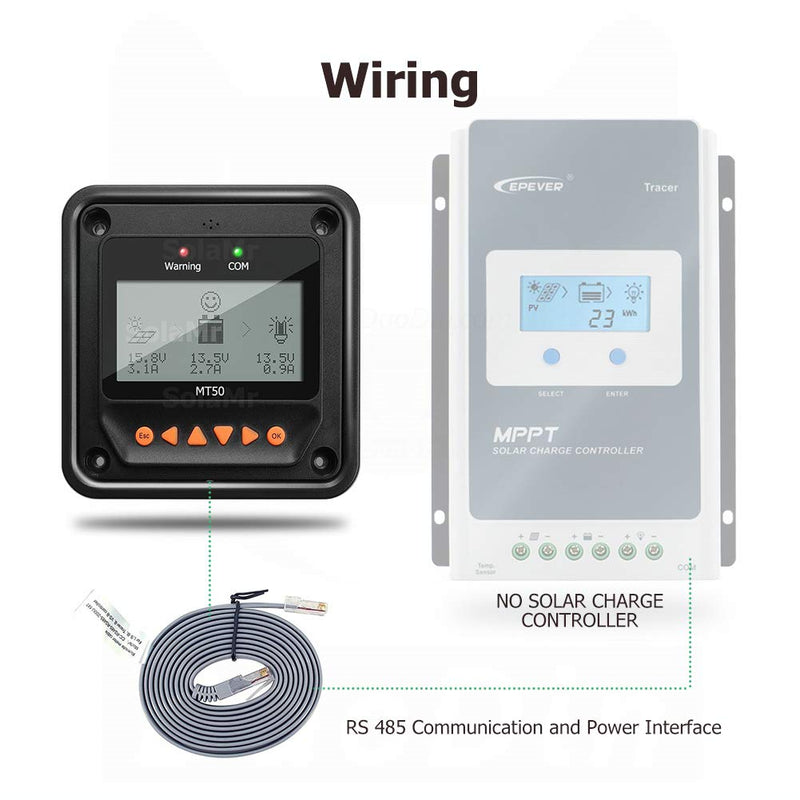 EPEVER® MT50 Remote Meter, LCD-Display Remote Meter für Solarladeregler für Tracer-AN-Serie, Tracer-