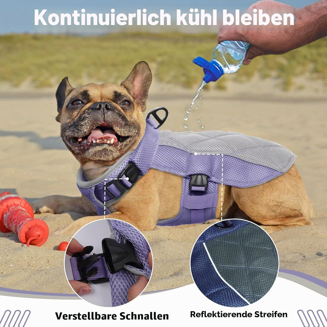 Kühlweste Hund, Sommer Kühlgeschirr für Hunde mit D-Ringe, Sonnenschutz Hund Kühlmantel, Kühlendes H