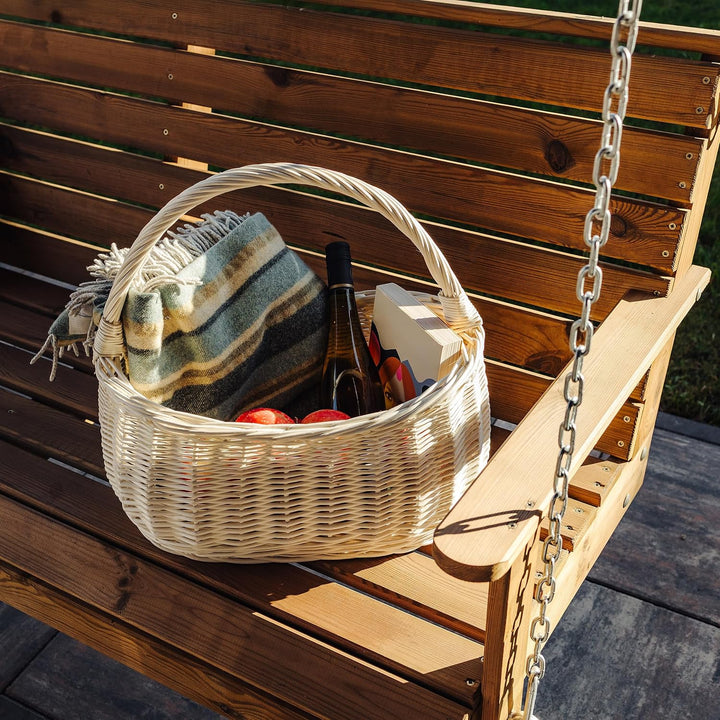 Creative Home Einkaufskorb Weidenkorb mit Henkel Picknickkorb | 45 x 26 x 41 cm (+/- 2 cm) | Handgef