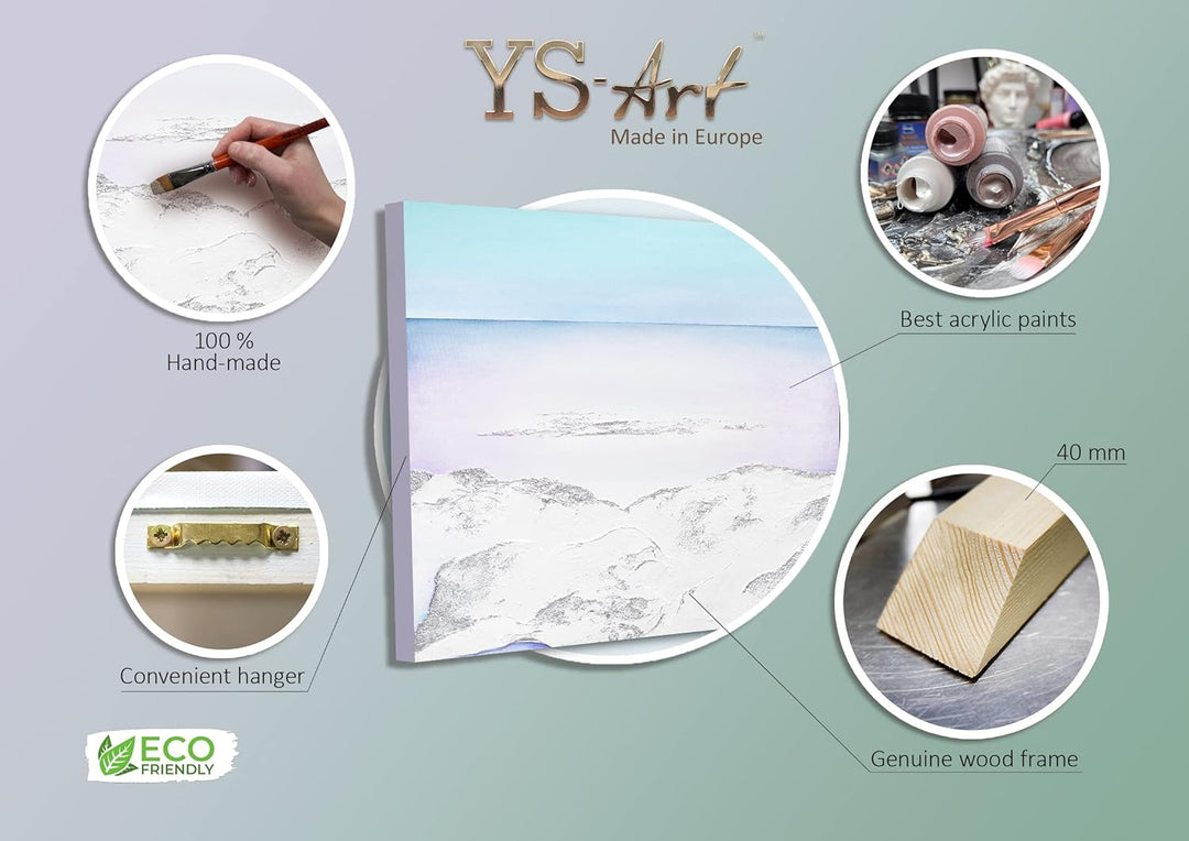 YS-Art Luxus Abstrakt Acryl Gemälde auf Leinwand Gelassenheit handgemalt Wandbilder Wohnzimmer moder
