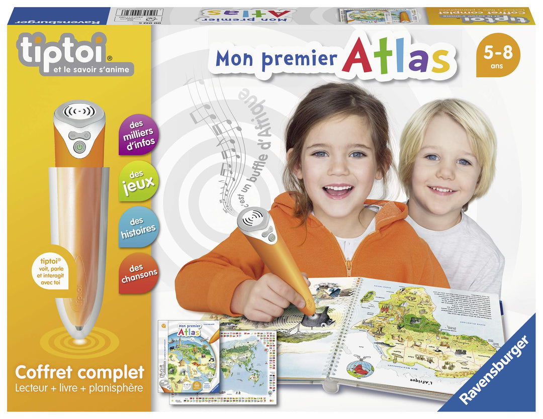 Ravensburger - Tiptoi Interactive Reader Komplettset - Mein erstes Atlas-Buch auf Französisch - Elek