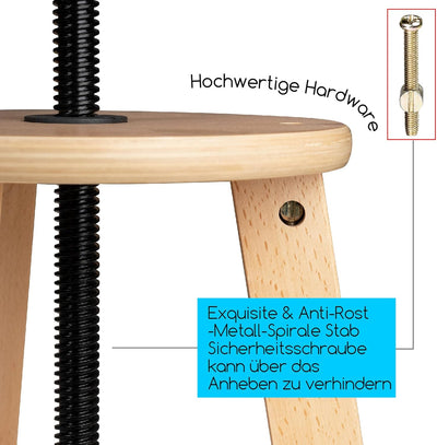 MEEDEN Zeichenhocker mit Verstellbarer Höhe, Arbeitshocker aus Holz,Künstlerhocker,Barhocker aus Hol