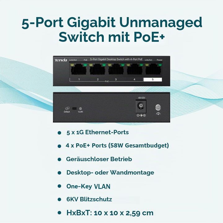 Tenda 5-Port Gigabit PoE Switch TEG1105P, TEG1105P