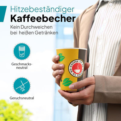1000 Stück 7,5oz/180ml Kaffeebecher to go | Pappbecher Cups Coffee to Go Becher | Kaffee to+go Papie