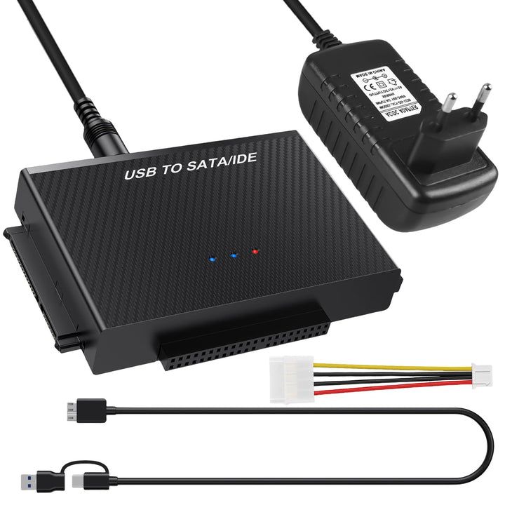 USB 3.0 zu SATA IDE Adapter, USB 3.0 zu IDE/SATA Festplatte Adapter Für 2,5/3,5 Zoll SATa & IDEHDD/S