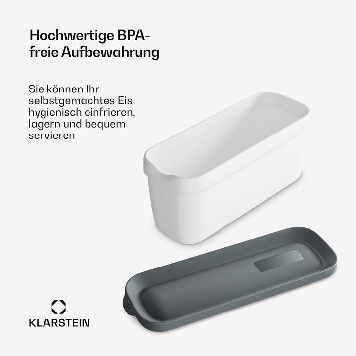 Klarstein Eisbehälter Für Speiseeis – 2x 1,5L, Mit Deckel, Spülmaschinenfest, Kunststoff, Für Selbst