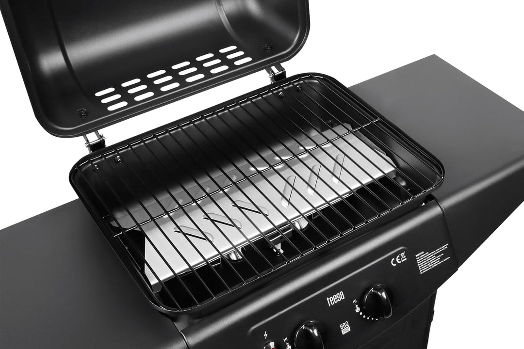 TEESA TSA0080 Gas-Grill, 2 Brenner, schwarz