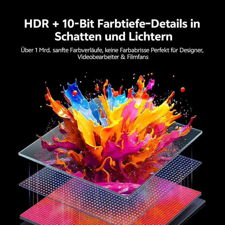 DisplayPort 1.4 auf USB-C Adapter, 4K@120Hz 2K@240Hz HDR 10-Bit, Unidirektional Konverter mit 3-Port