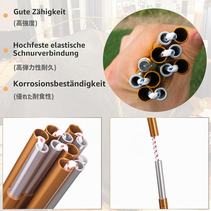 Azarxis Zeltstange Reparatur Set, Alu Teleskopstangen, Ersatzgestänge Einstellbar Zubehör für Zelt C