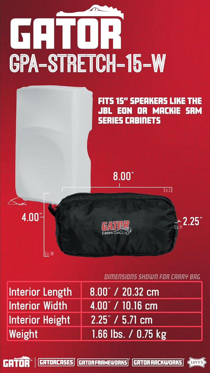 GATOR-Gehäuse Schutzhülle für 15"-Lautsprecher weiss 15 "weiss strecken, 15 "weiss strecken