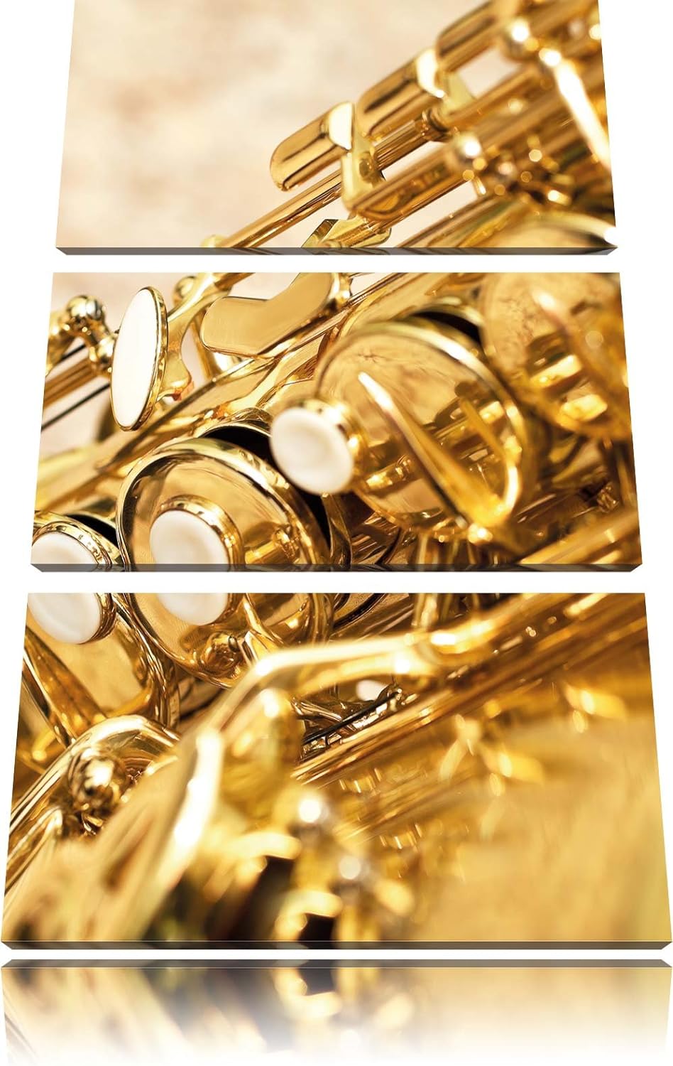 Pixxprint Saxophon / 3-Teilig/Gesamtmass 120cm Leinwandbild bespannt auf Holzrahmen/Wandbild Kunstdr