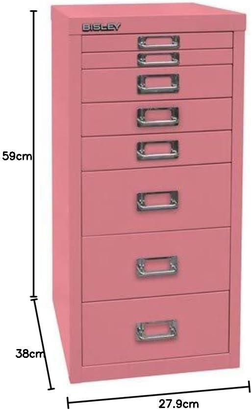 BISLEY MultiDrawer, 29er Serie, DIN A4, 8 Schubladen, Metall, 696 Verkehrsweiss, 38 x 27.9 x 59 cm