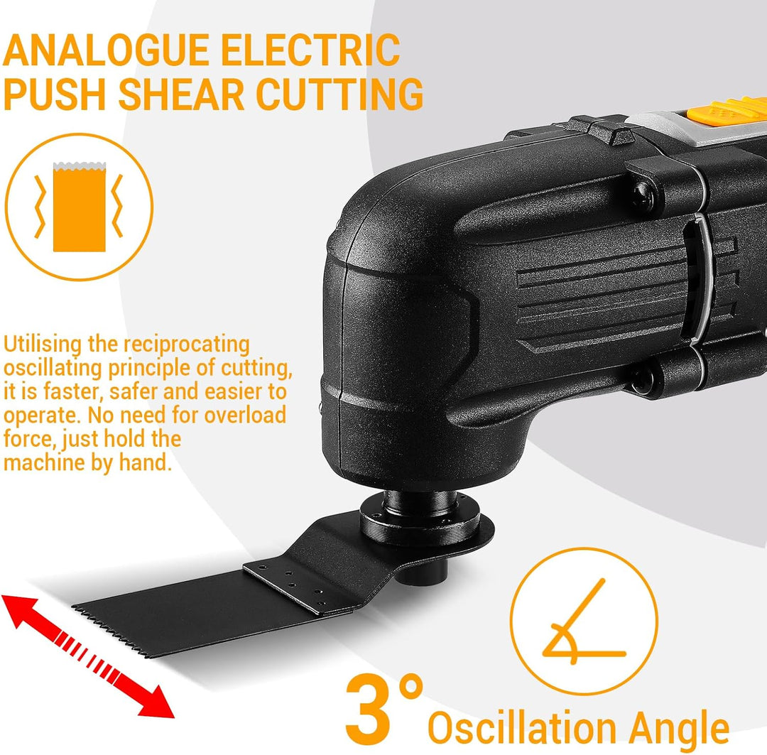 Oszillationswerkzeug 300W: DEKOPRO Multifunktionswerkzeug,3000-22000 RPM,6 Drehzahlen,3°Oszillations