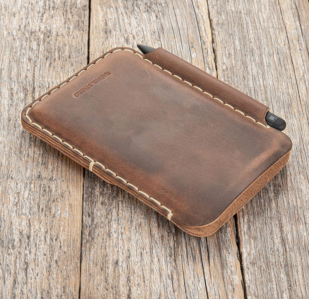 Leder Tasche für Microsoft Surface DUO 2 mit PEN Tasche (für Duo 2 mit Bumper, Braun) für Duo 2 mit