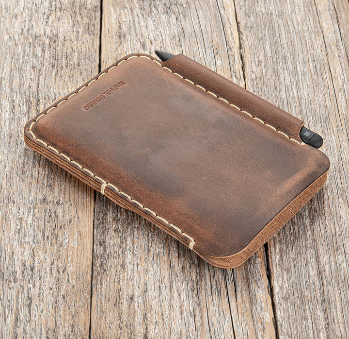 Leder Tasche für Microsoft Surface DUO 2 mit PEN Tasche (für Duo 2 mit Bumper, Braun) für Duo 2 mit