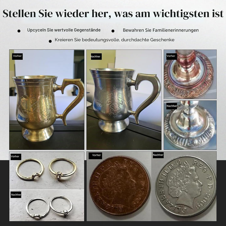 Nushine Versilberungslösung, 50 ml – dauerhaft reines Silber auf abgenutztes Silber, Messing, Kupfer