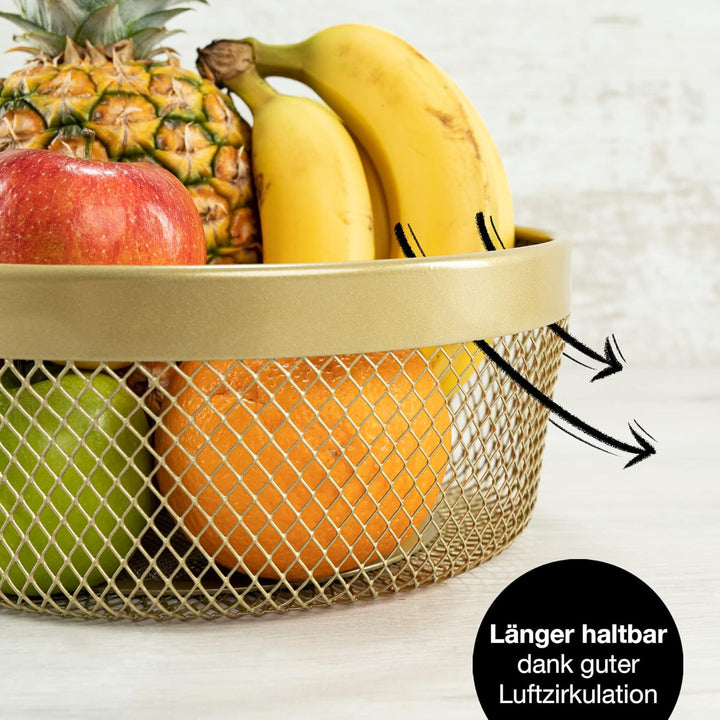 Moritz & Moritz Obstschale Gold Modern 25cm - Obstkorb Gold Metall – Korb für Geschenke, Früchte, Ge