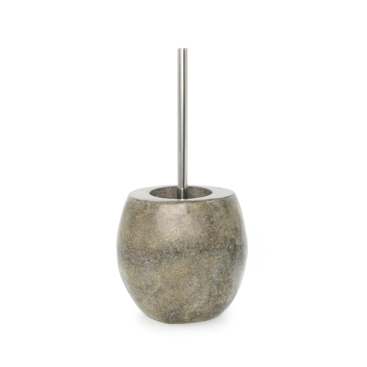 wohnfreuden Naturstein WC-Toiletten-Bürstenhalter 15x20cm poliert Flussstein Toilettenbürste WC-Garn