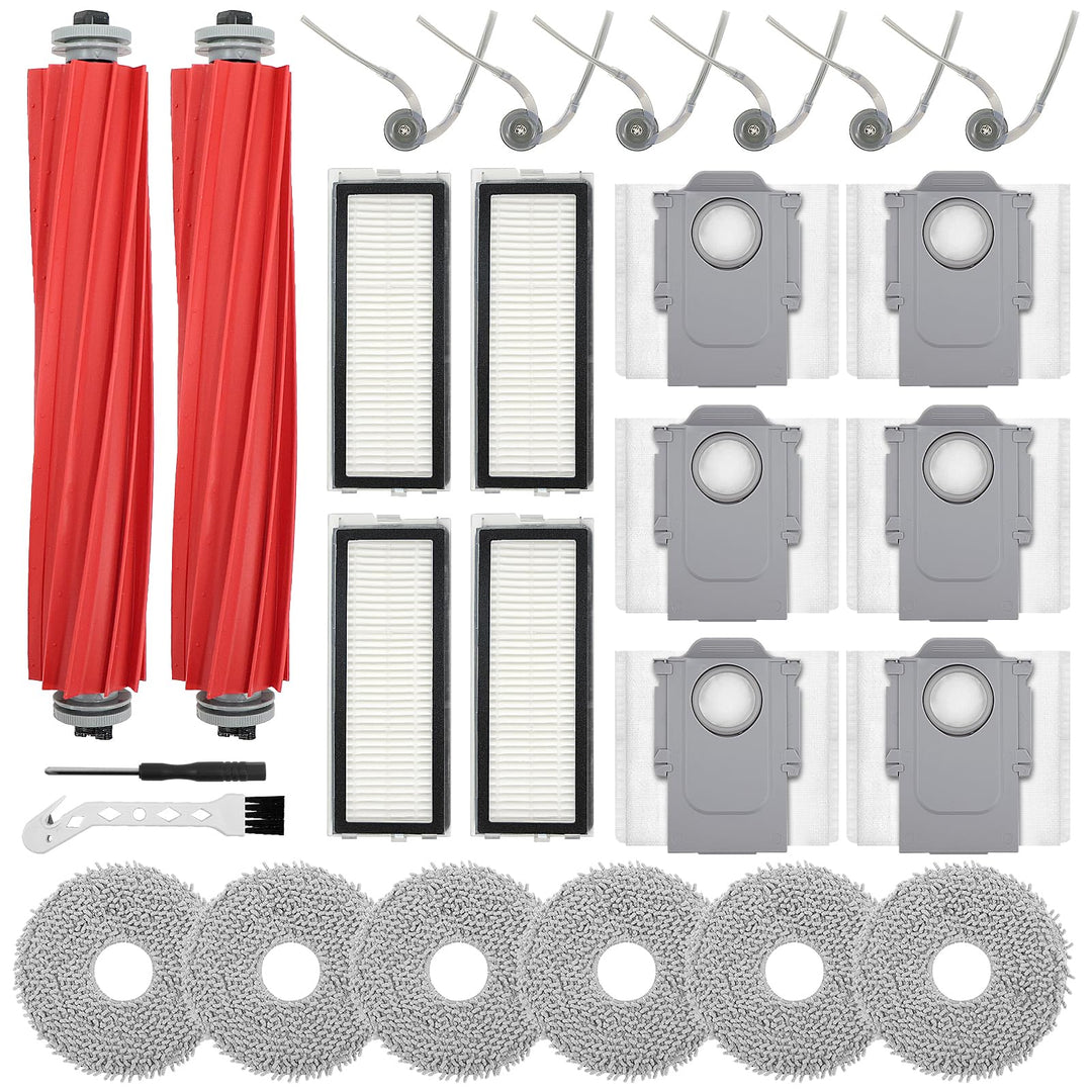 26 Stück Zubehör für Roborock QV 35A/QV 35S, QR 598/QR 798 Saugroboter, Ersatzteile mit 2 Hauptbürst