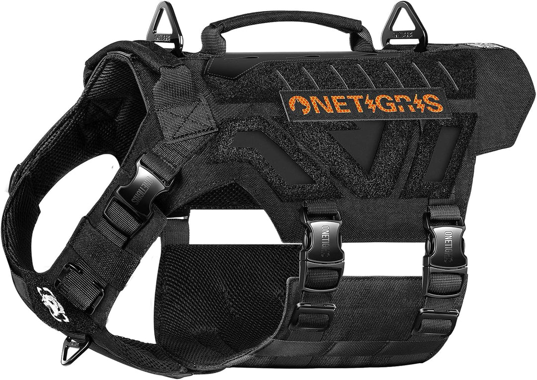 OneTigris X Armor Taktisches Hundegeschirr, Sicherheitsgeschirr mit Vollmetallschnalle und D-Ring, H