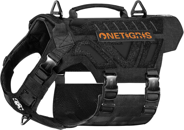 OneTigris X Armor Taktisches Hundegeschirr, Sicherheitsgeschirr mit Vollmetallschnalle und D-Ring, H