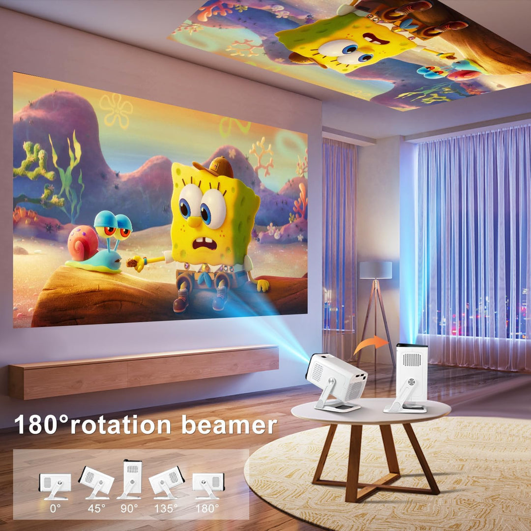 ZDSSY Mini Beamer Projektor 4K, 1080P Projektor Portable Projector mit WiFi 6 & Bluetooth 5.4,Tragba