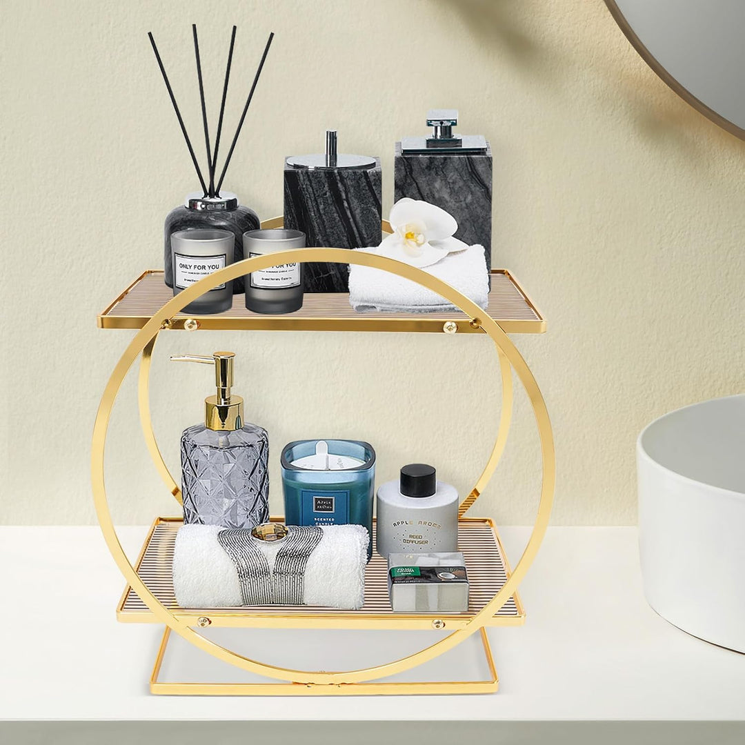 Make-up Organizer, Doppellagige Parfüm Organizer für Kommode, moderner Stil geeignet für Bad Küche u