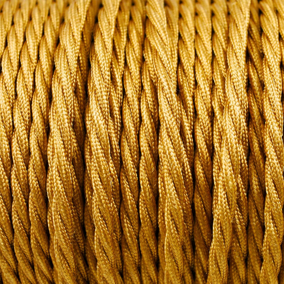 smartect Textilkabel gedreht 3-Adrig (3 x 0.75 mm²) Gold, 10 Meter | Vintage Lampenkabel Stoff, Stro