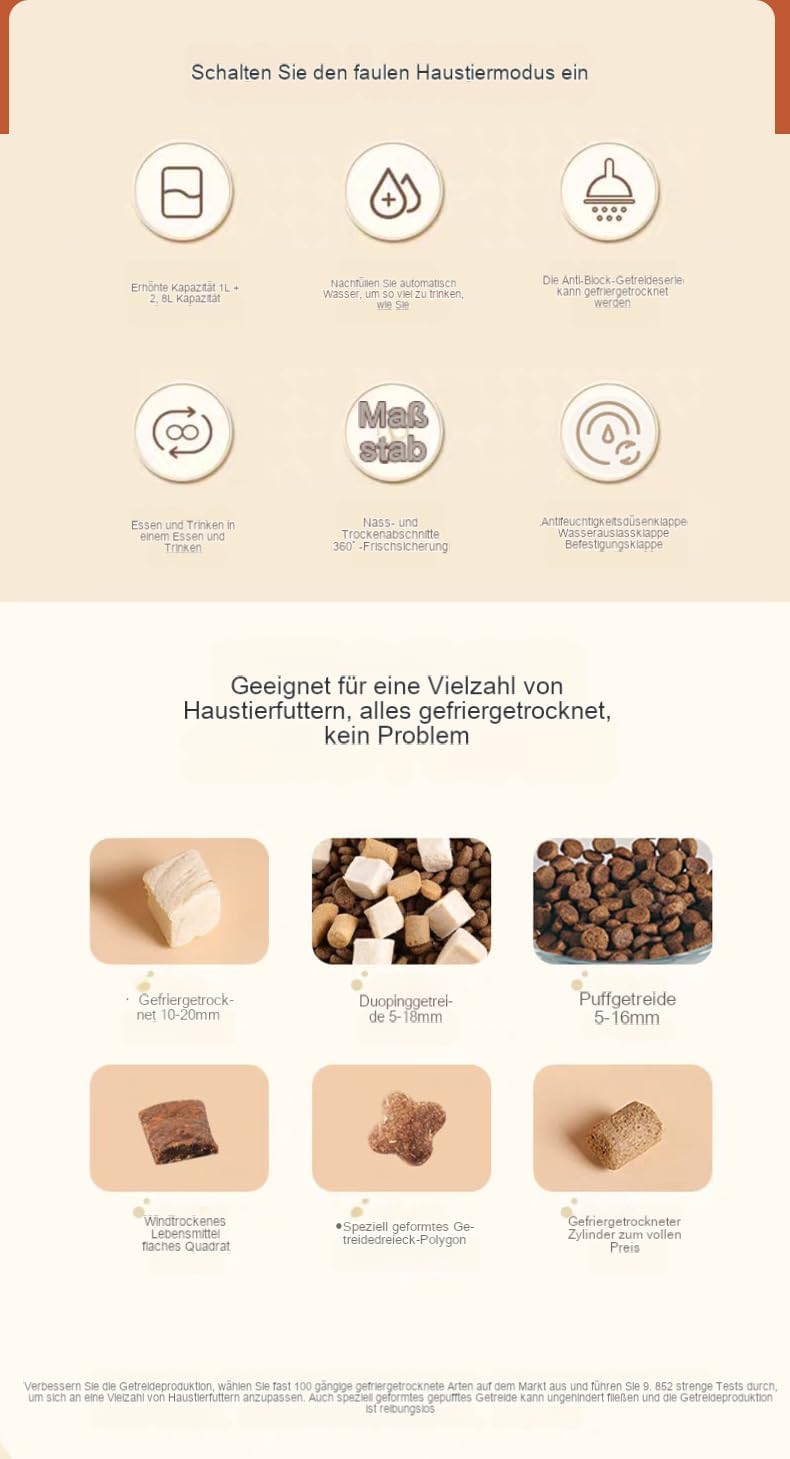 YIYILU Futterspender für Katzen/Lebensmittel, 2-in-1, automatischer Futter- und Wasserspender für kl