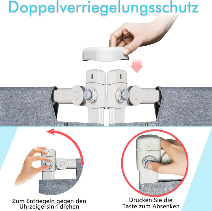 UISEBRT 180cm Bettgitter Kinderbettgitter Bettschutzgitter für Kinder, Bettgitter zum vertikalen Heb
