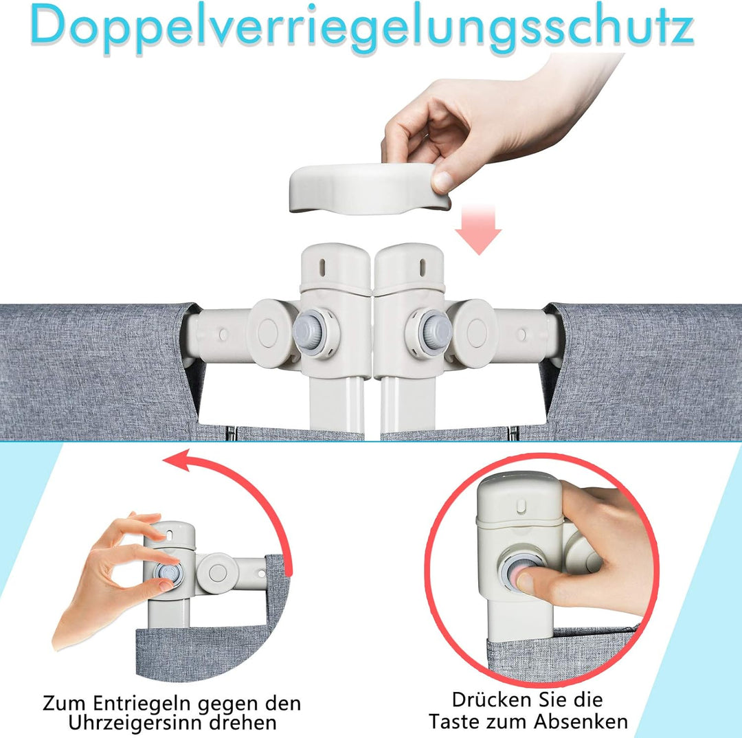 JOIEYOU Bettgitter Rausfallschutz Bett Höhenverstellbar 150cm Bettschutzgitter mit Schnallendesign f