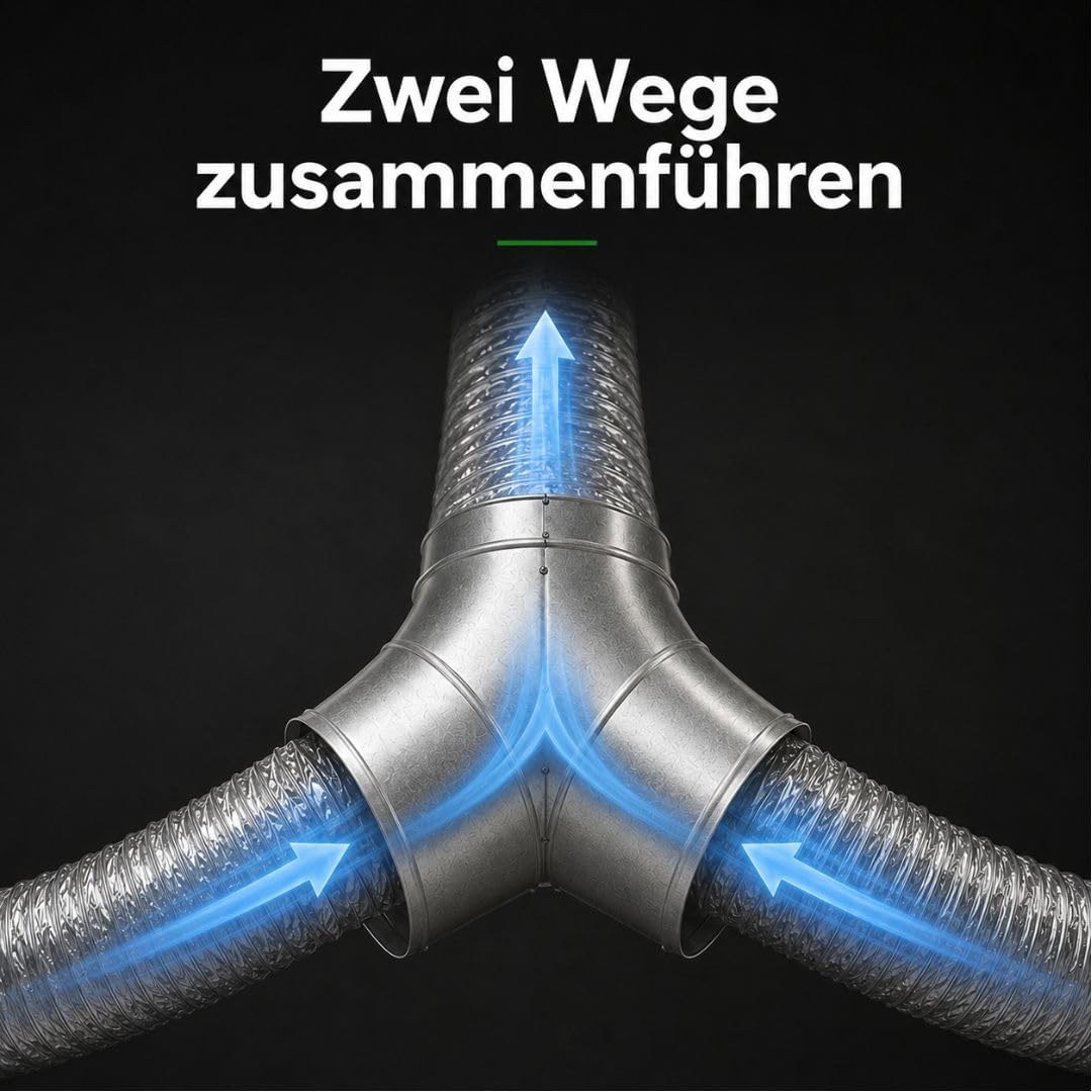 Weedness Y-Stück 100 mm Metall Rohr für Grow Abluft - Rohrlüfter Lüfter Aktivkohlefilter Ablauftschl