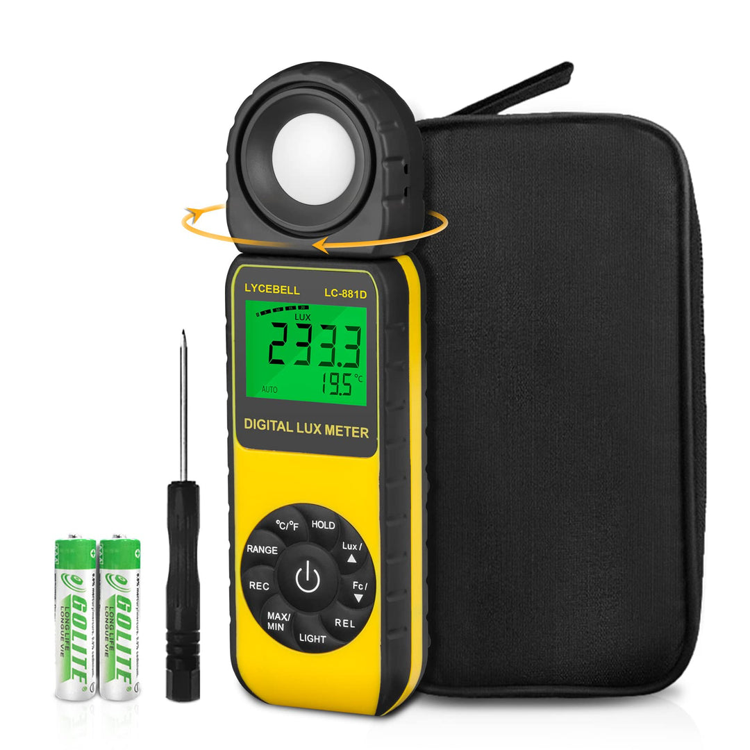 Digital Luxmeter, LC-881D Belichtungsmesser 0.1-400,000 Lux mit Daten halten/Max/Min, Lichtmessgerät