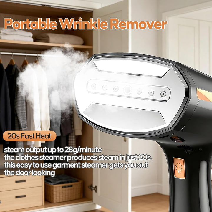 Steamer Dampfglätter Reise,Entfernung von Falten und Gerüchen,abnehmbarer 300ml Wassertank und LED-B