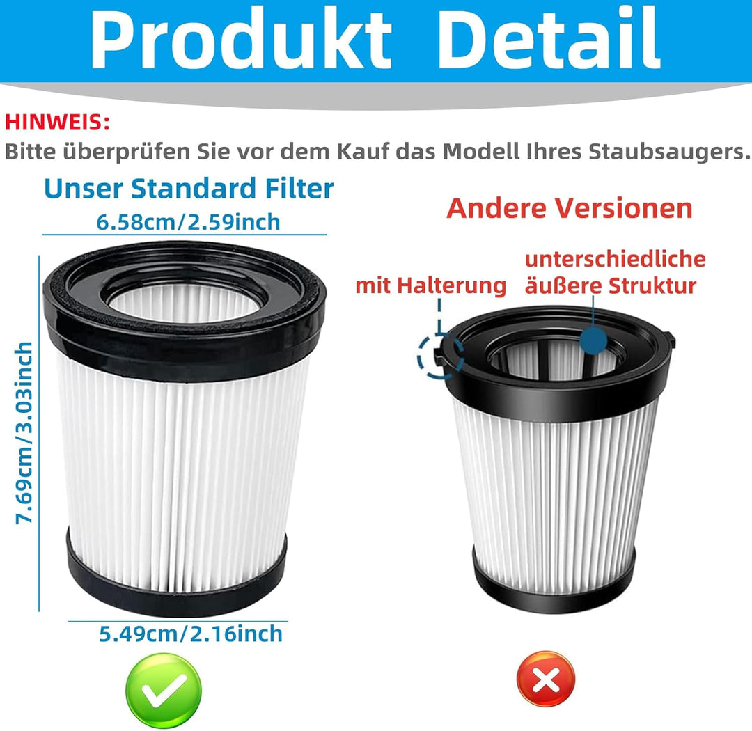 6 Stück HEPA Filter für Lubluelu 202 Ersatzfilter für Fabuletta FSV001 FSV101, Staubsauger Filter fü