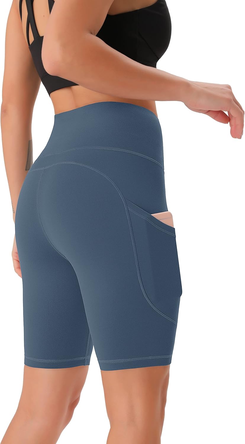 Persit Damen Kurze Leggings, Blickdicht Radlerhose mit Taschen XXL Schotenblau, XXL Schotenblau