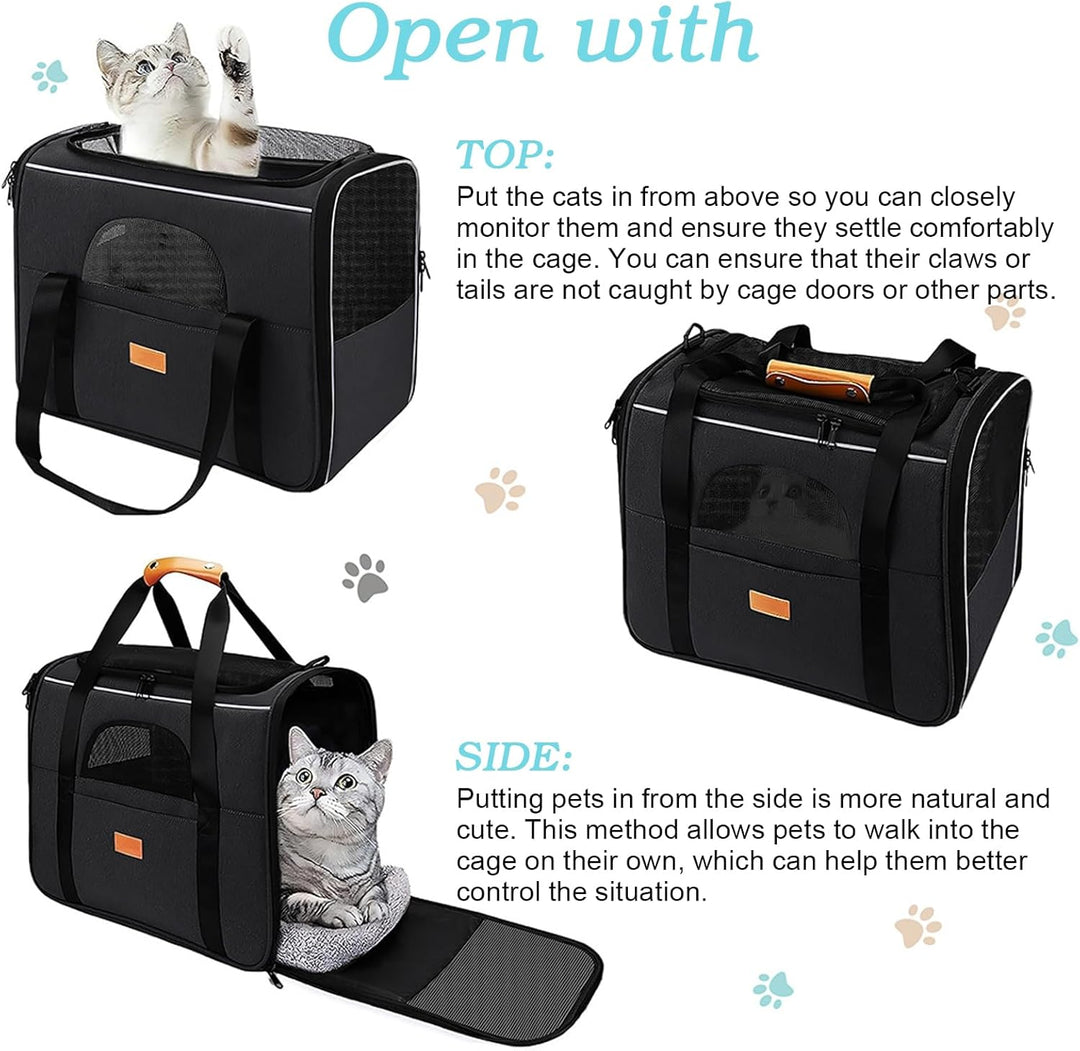Transporttasche Für Katze Hund, Katzentransportbox Bis 6.8 Kg, Hundetransportbox 45x35x32cm, Hundetr