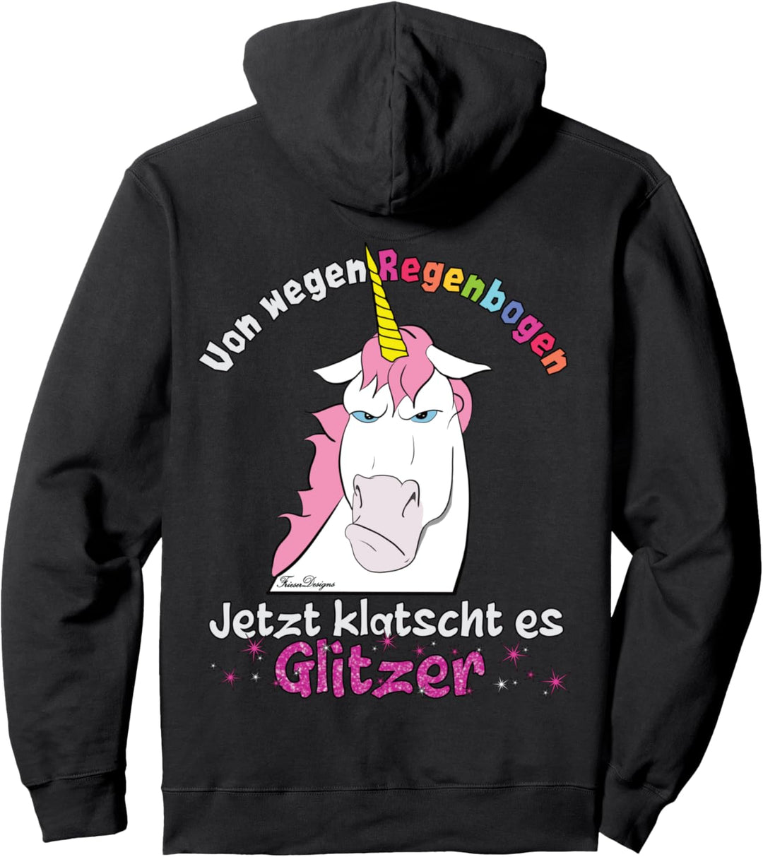 Böses Einhorn klatscht Glitzer lustiges Regenbogen Fun Pullover Hoodie