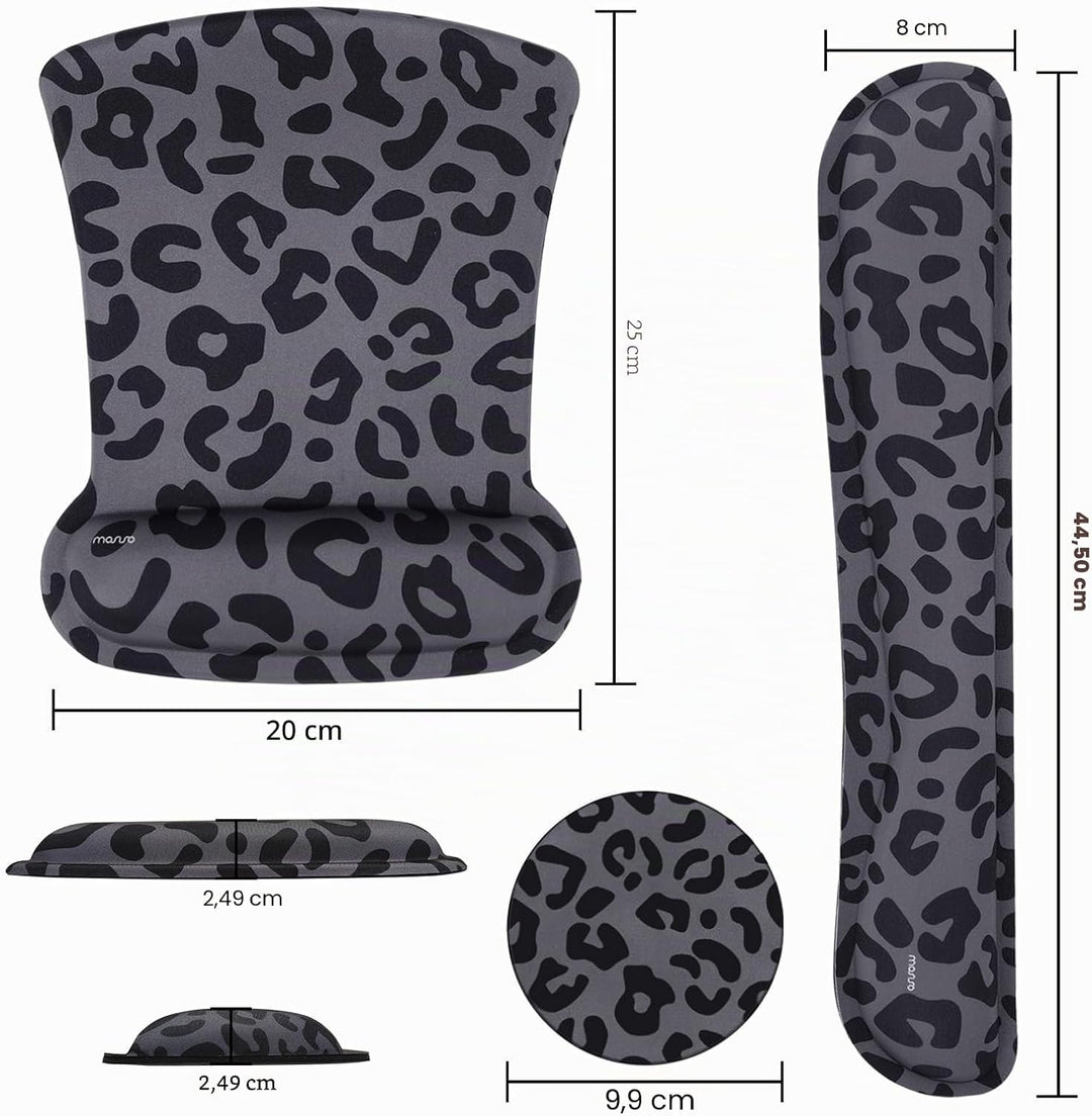 MOSISO Handgelenkstütze für Mauspad&amp;Tastatur Set,Leopard Grain Ergonomisches Mauspad&amp;Rutschfester Un
