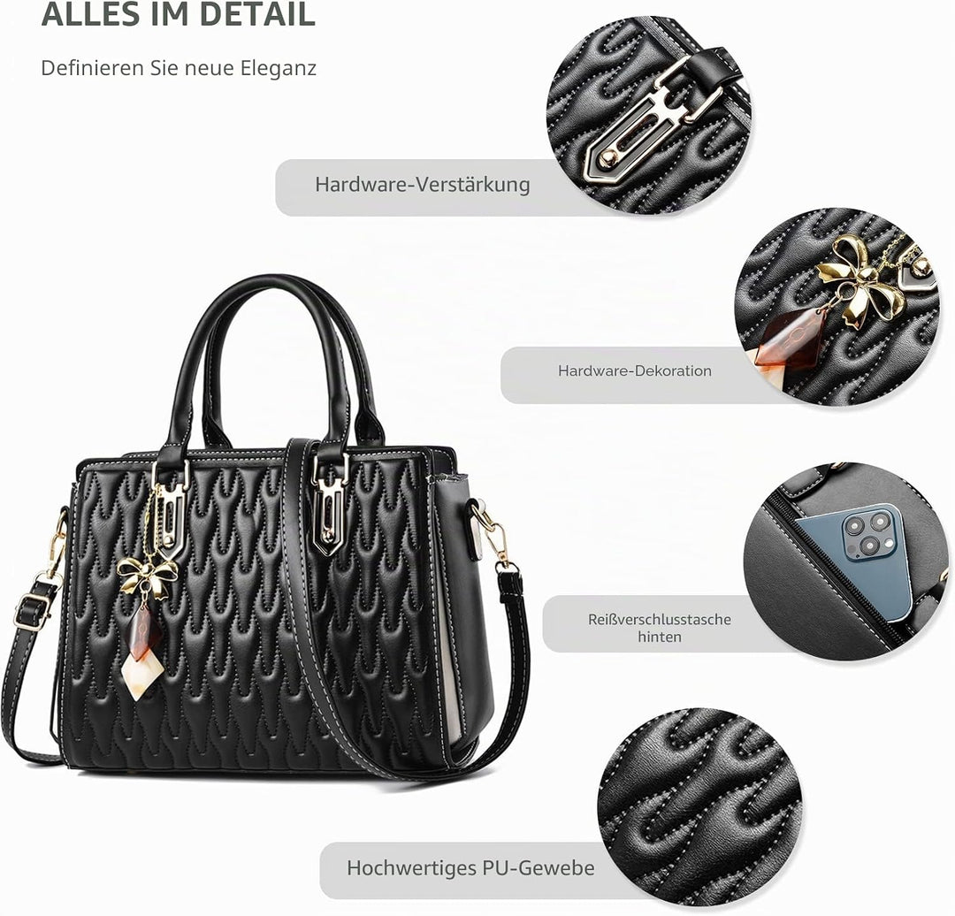NICOLE &amp; DORIS Handtasche für Frauen Elegante Henkeltasche Damen Mode Schultertaschen PU Leder Umhän