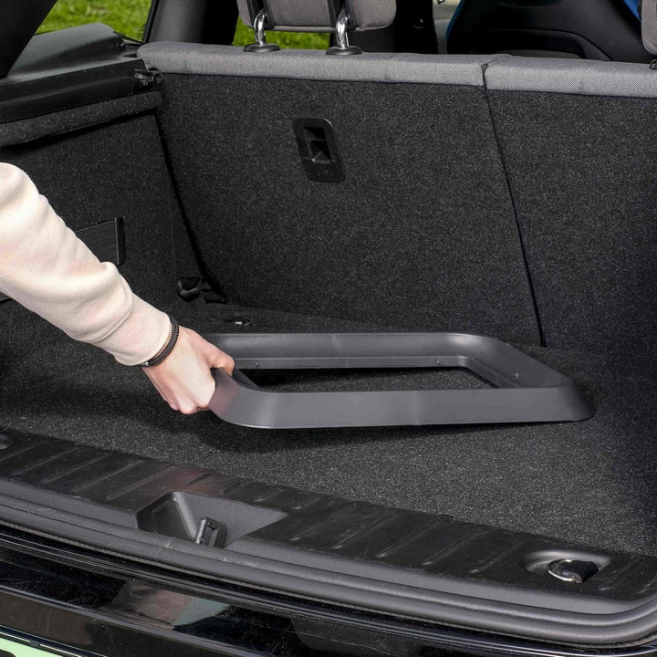 rati Basket - Grau, Smarter Auto Korb zum Einkauf & Outdoor-Aktivitäten, mit Befestigungsadapter zum